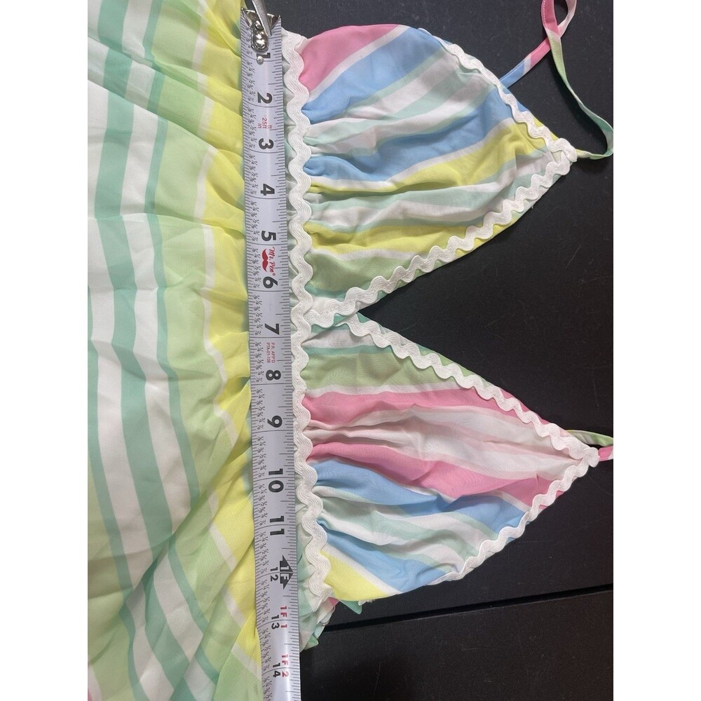 NWT Pastel Stripe Maxi Dress Cottage Coquette Beachy Tiered Tie Back Sundress S - Picture 13 of 15